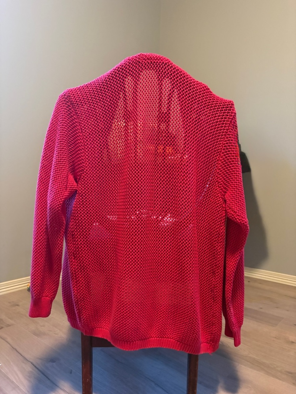 Red Textured Button-Front Cardigan Sweater - Picture 2 of 3
